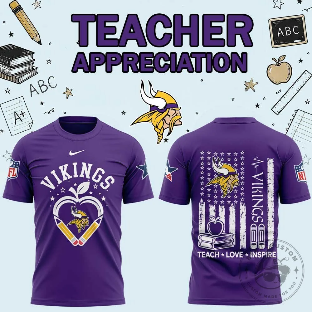 Minnesota Vikings Teacher Appreciation Day Purple Football Fan T-Shirt