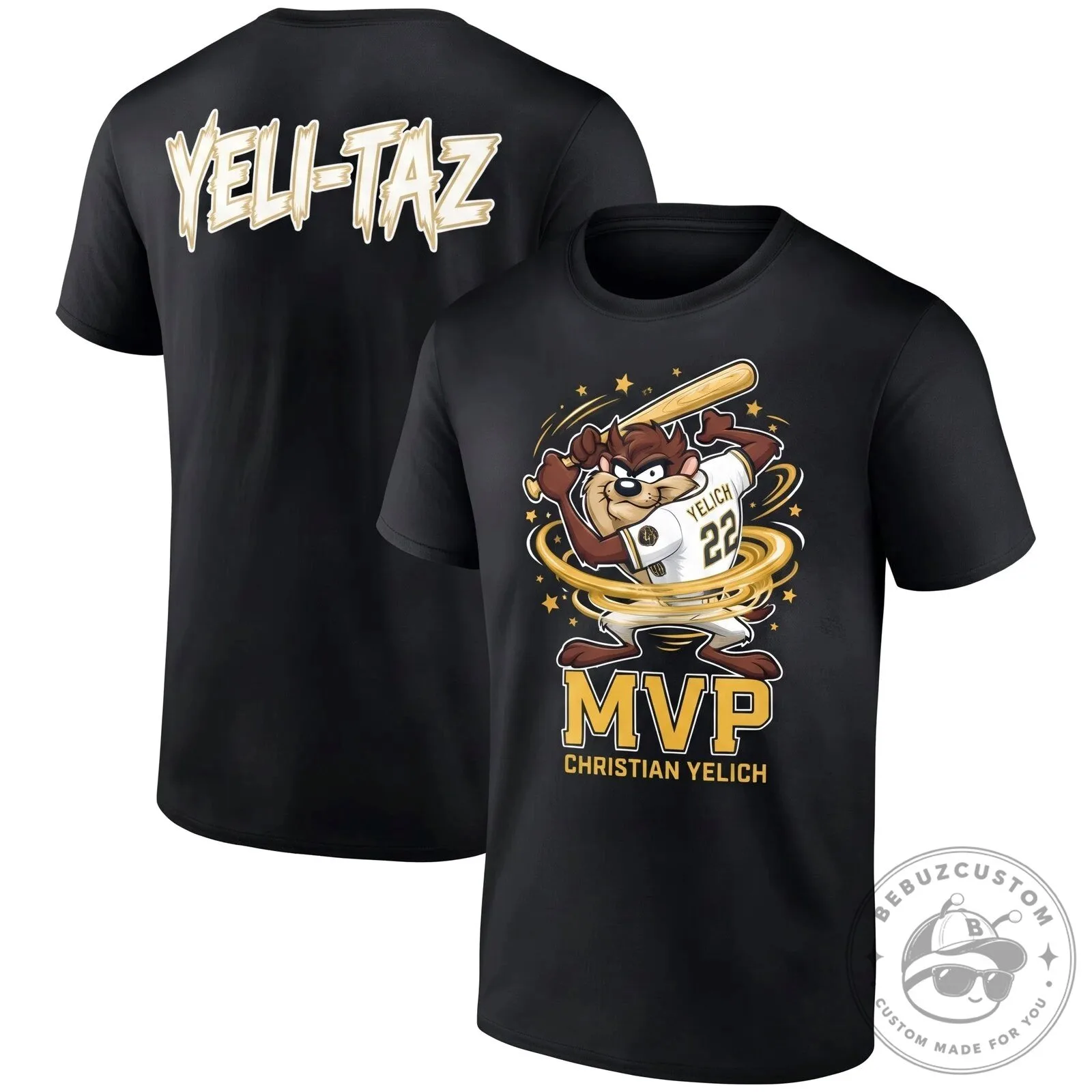Christian Yelich Milwaukee Brewers Tazmanian Devil Baseball MVP T-Shirt