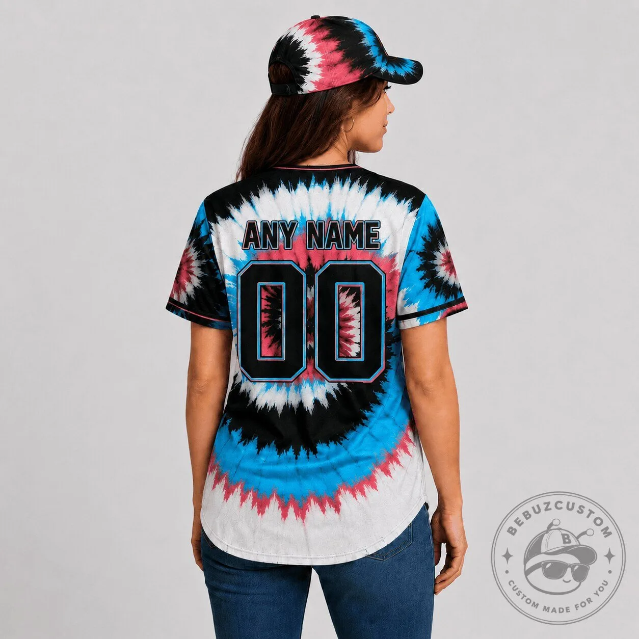 Miami Marlins Baseball Tie-Dye Skull Custom Name Number Baseball Jersey