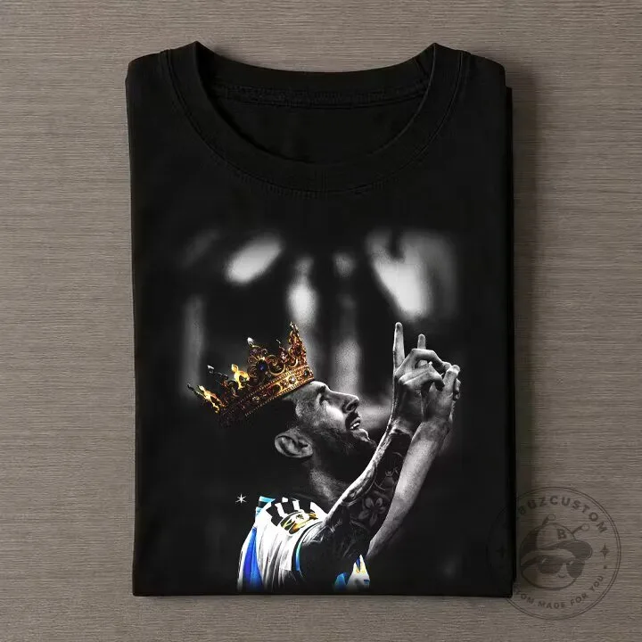 Lionel Messi Argentina Football King Crown Black Graphic T-Shirt 2 Lionel Messi Argentina Football King Crown Black Graphic T-Shirt