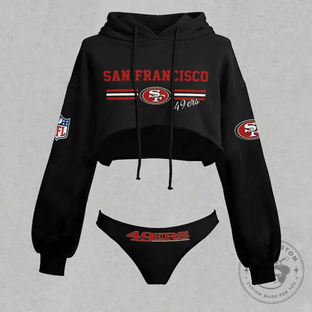 Cropped Hoodie and Panties Set for Women - San Francisco 49ers