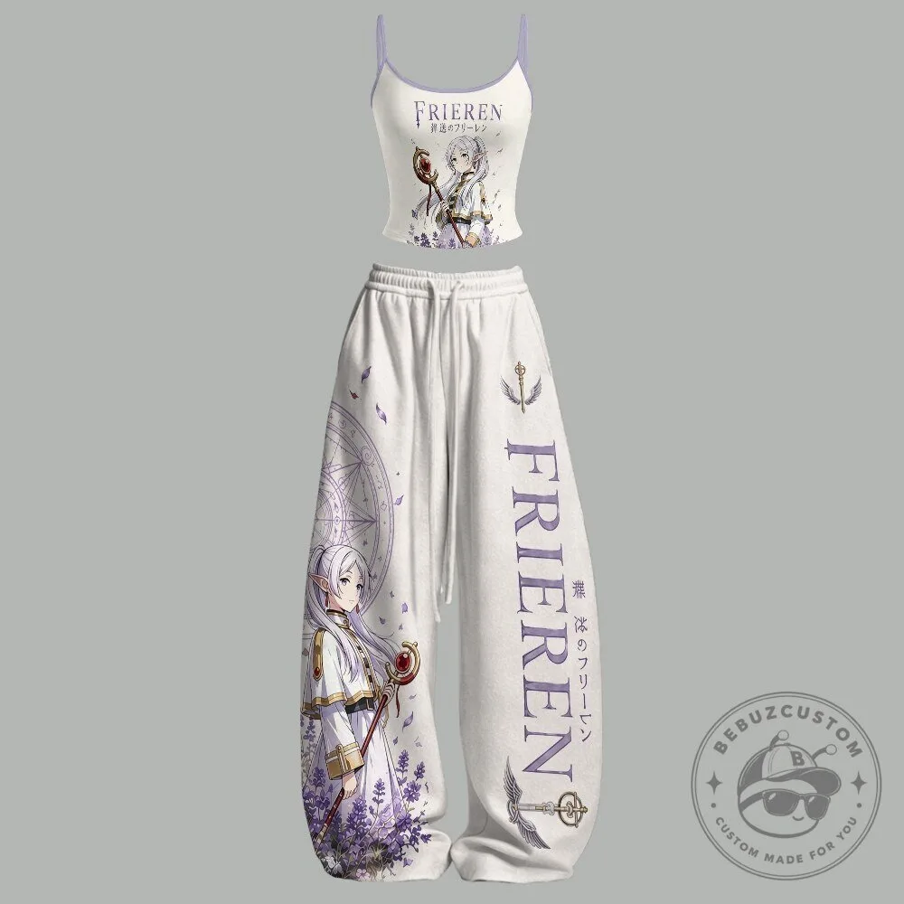 Frieren Beyond Journeys End Anime Crop Top and Sweatpants Set