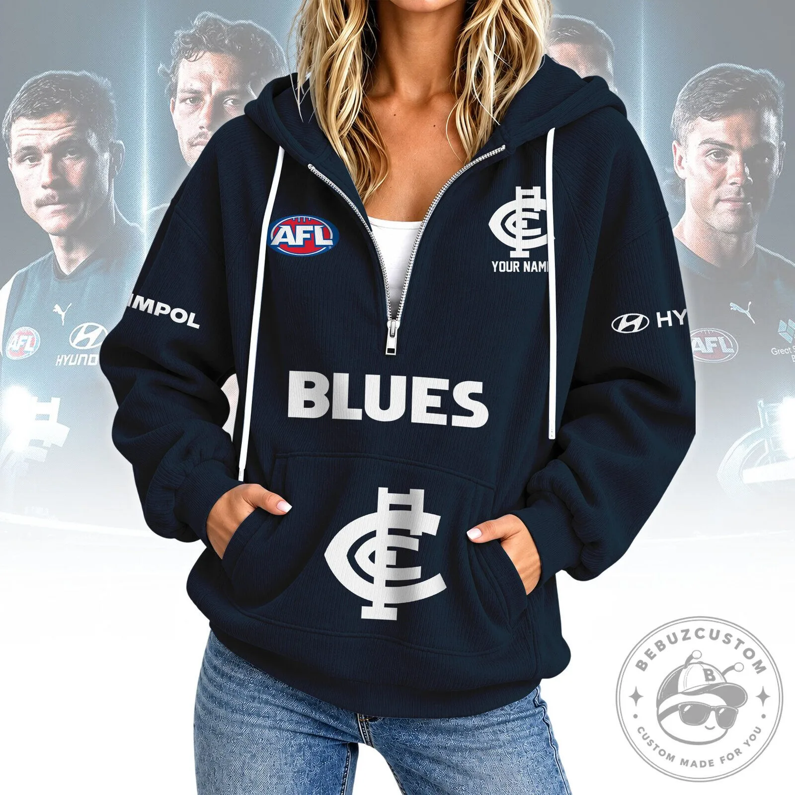 Carlton Blues Australian Football League Personalized Navy Blue Hoodie