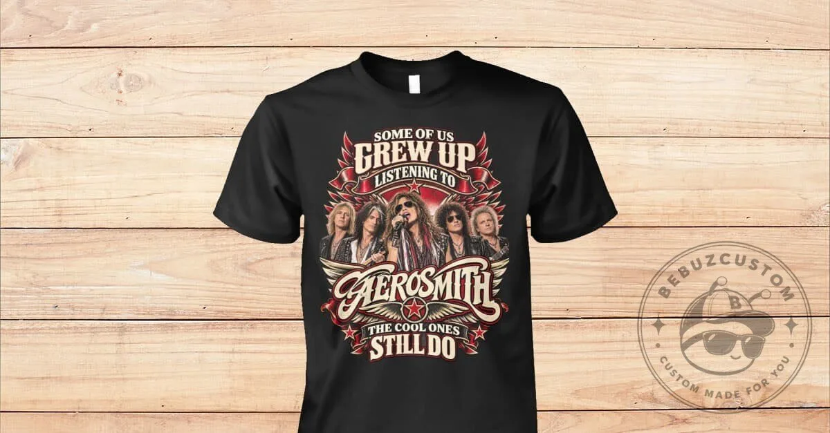 Aerosmith Band Members Grown Up Listening Still Do Black T-Shirt