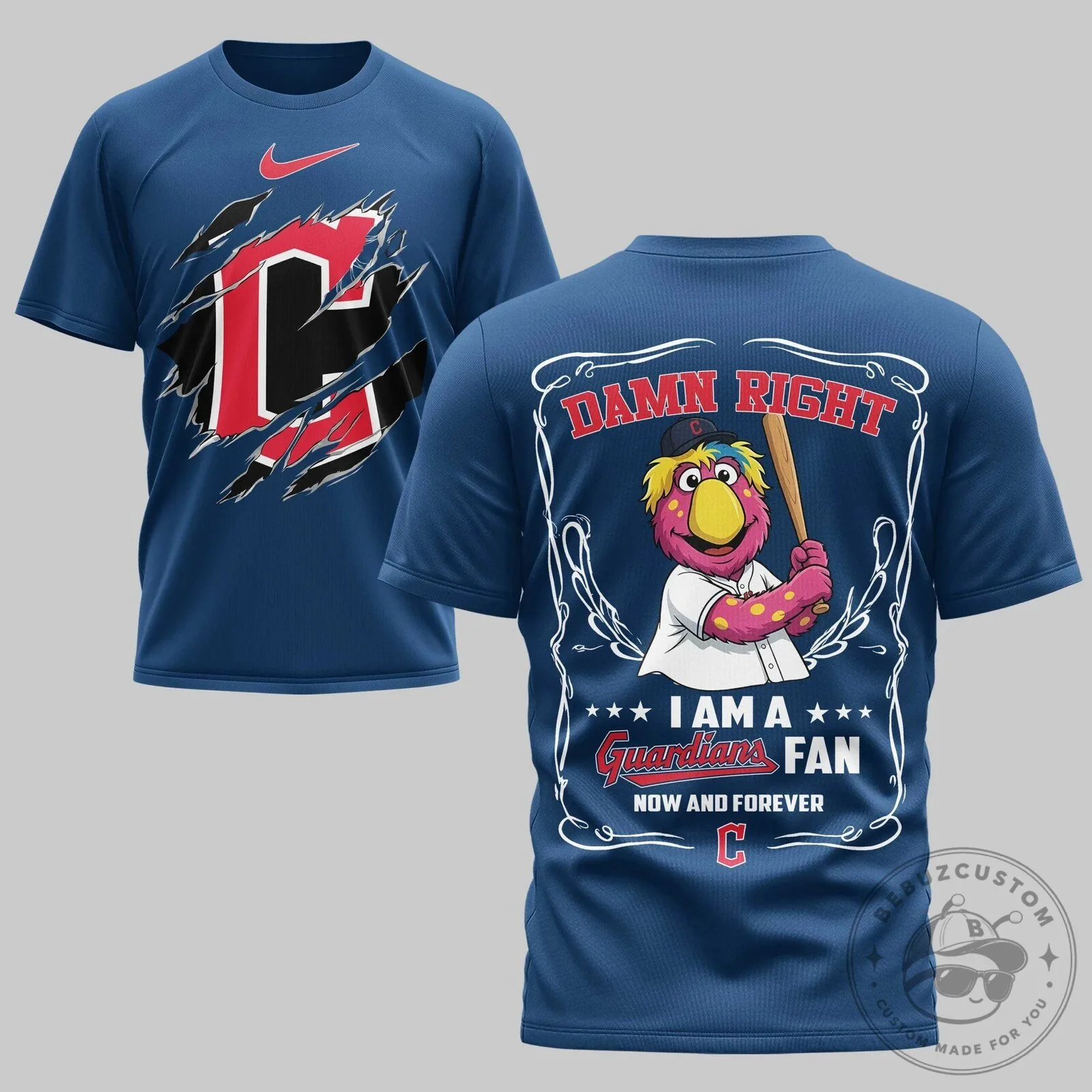 Cleveland Guardians Baseball Mascot Damn Right I Am A Fan T-Shirt