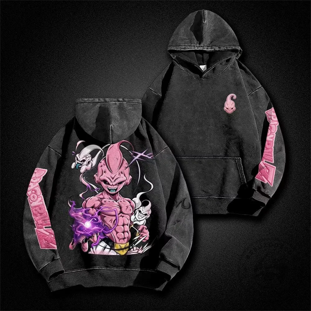 Dragon Ball Z Majin Buu Super Saiyan Washed Black Hoodie
