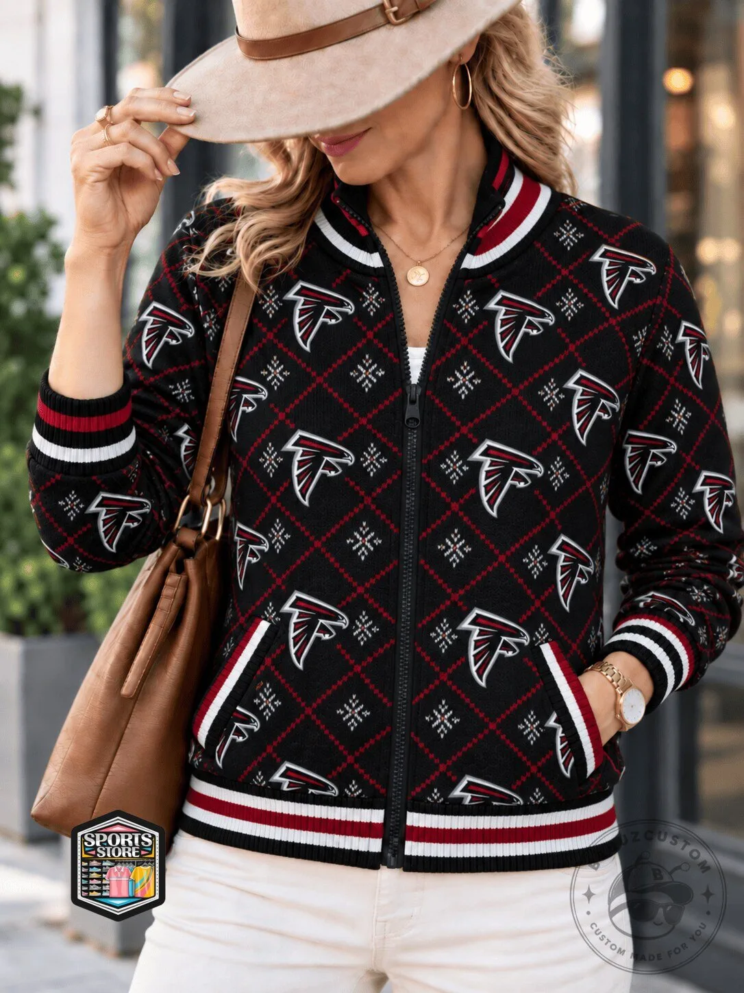 Atlanta Falcons Diamond Pattern Bomber Jacket