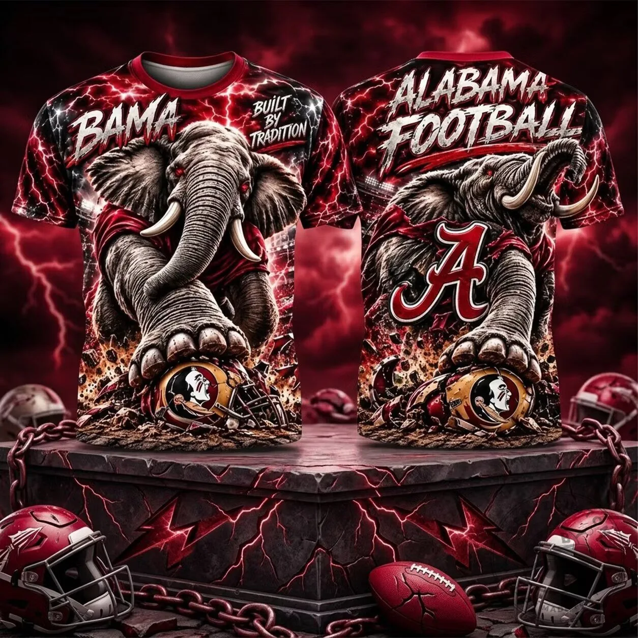 Alabama Crimson Tide Football Elephant Mascot All Over Print T-Shirt