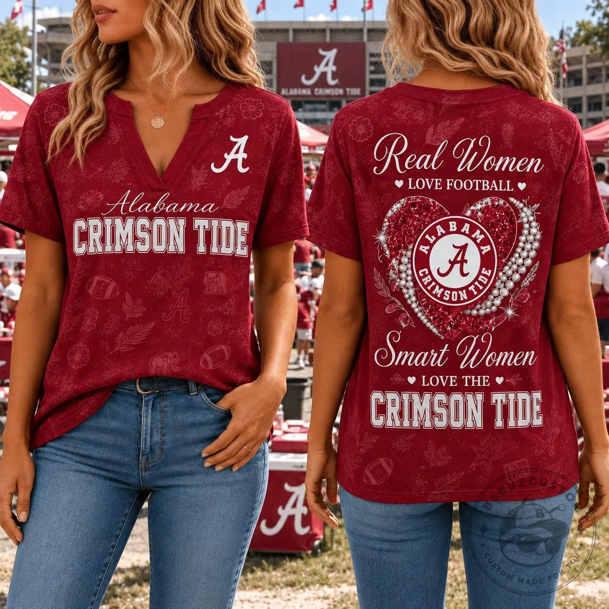 Alabama Crimson Tide Real Women Love Football Smart Women Love The Crimson Tide T-Shirt