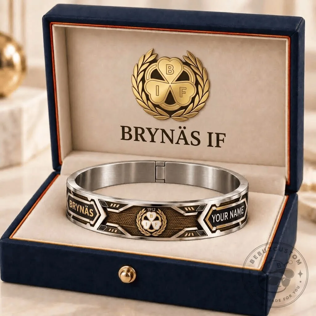 Brynäs IF Hockey Team Personalized Name Stainless Steel Bracelet