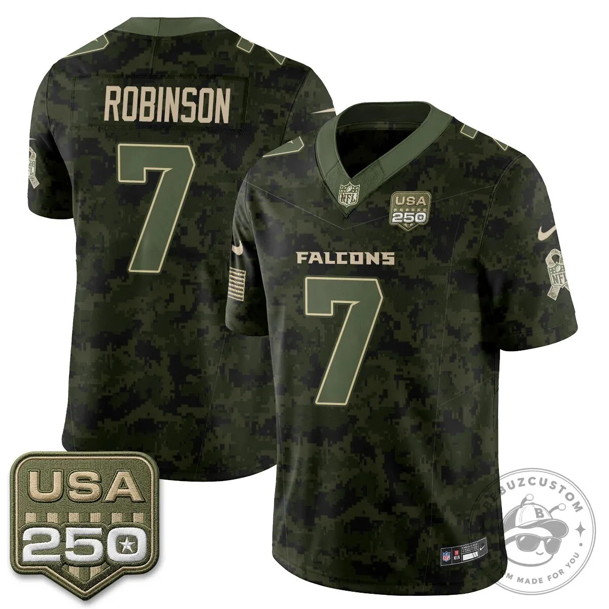 Atlanta Falcons Bijan Robinson Salute to Service USA 250 NFL Football Jersey 48 Atlanta Falcons Bijan Robinson Salute to Service USA 250 NFL Football Jersey