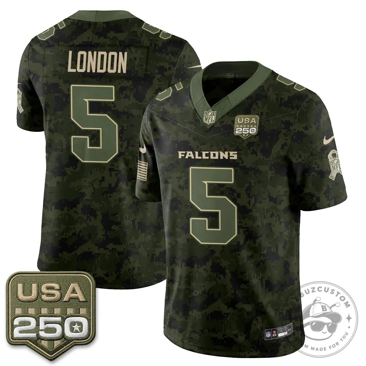 Atlanta Falcons Bijan Robinson Salute to Service USA 250 NFL Football Jersey 50 Atlanta Falcons Bijan Robinson Salute to Service USA 250 NFL Football Jersey