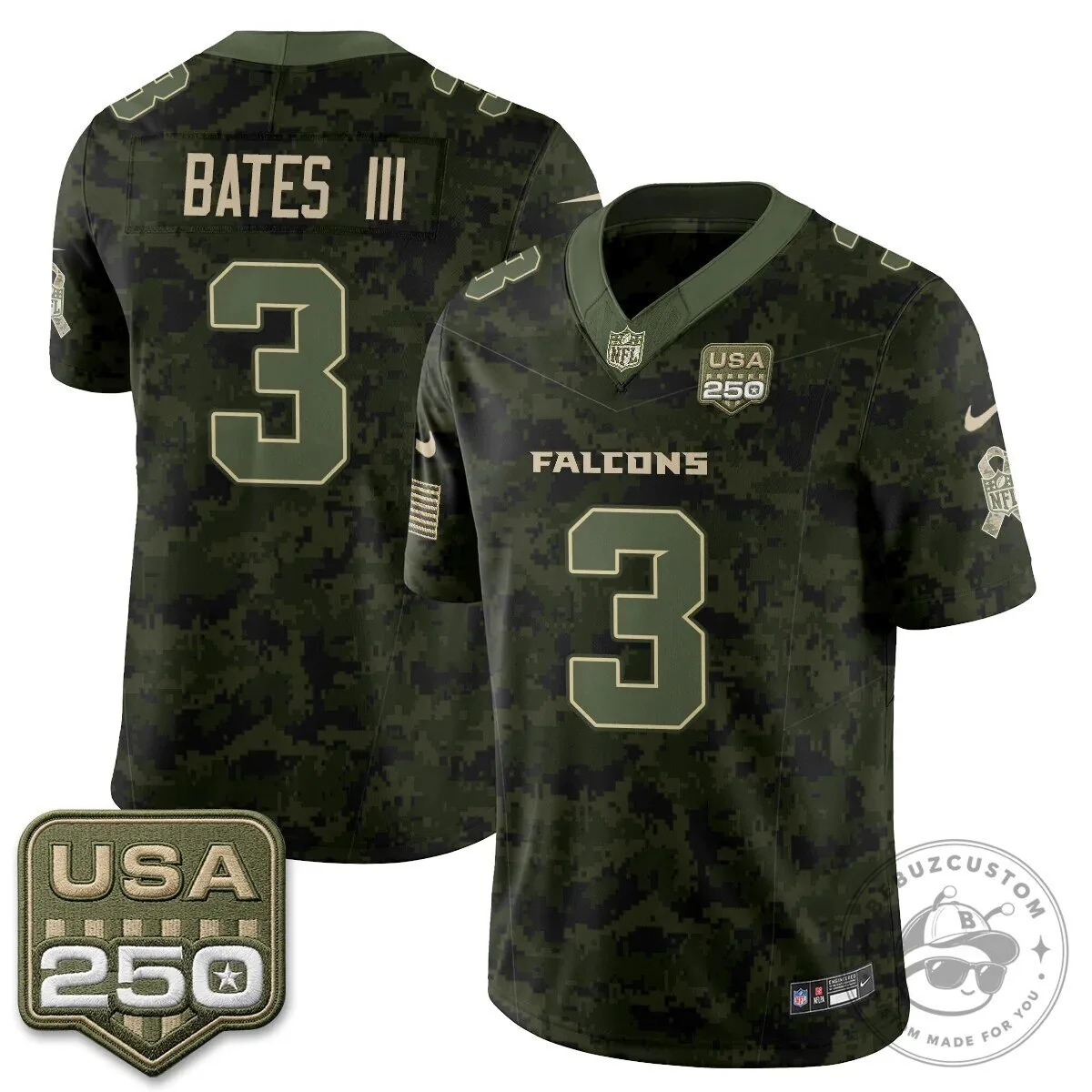 Atlanta Falcons Bijan Robinson Salute to Service USA 250 NFL Football Jersey 52 Atlanta Falcons Bijan Robinson Salute to Service USA 250 NFL Football Jersey