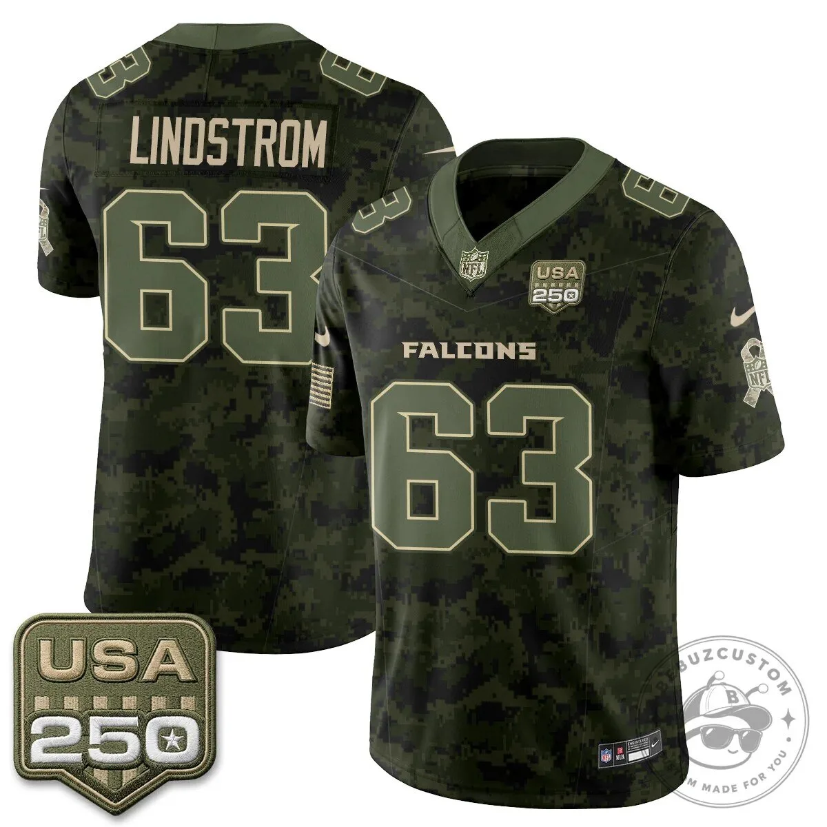 Atlanta Falcons Bijan Robinson Salute to Service USA 250 NFL Football Jersey 53 Atlanta Falcons Bijan Robinson Salute to Service USA 250 NFL Football Jersey