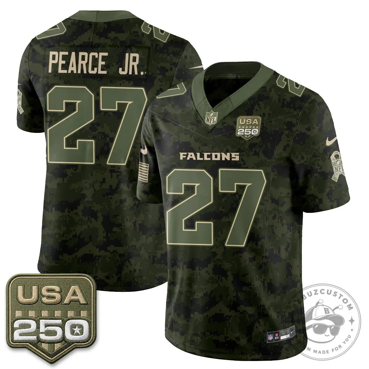 Atlanta Falcons Bijan Robinson Salute to Service USA 250 NFL Football Jersey 55 Atlanta Falcons Bijan Robinson Salute to Service USA 250 NFL Football Jersey