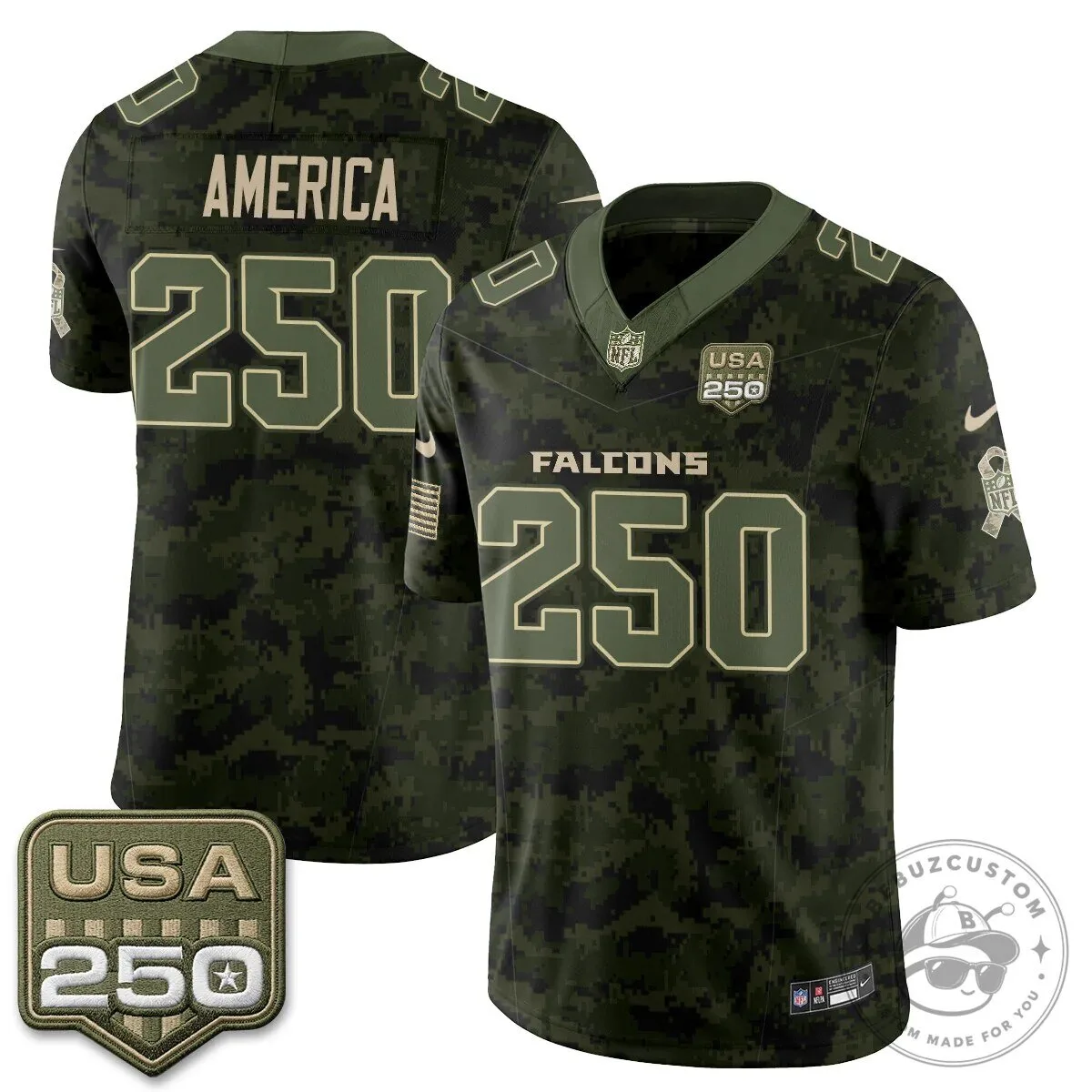Atlanta Falcons Bijan Robinson Salute to Service USA 250 NFL Football Jersey 56 Atlanta Falcons Bijan Robinson Salute to Service USA 250 NFL Football Jersey