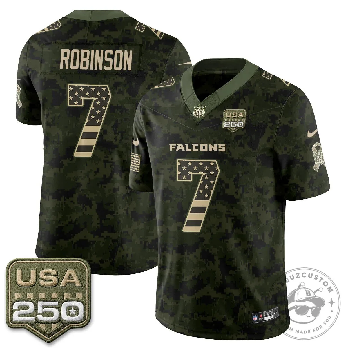 Atlanta Falcons Bijan Robinson Salute to Service USA 250 NFL Football Jersey 59 Atlanta Falcons Bijan Robinson Salute to Service USA 250 NFL Football Jersey