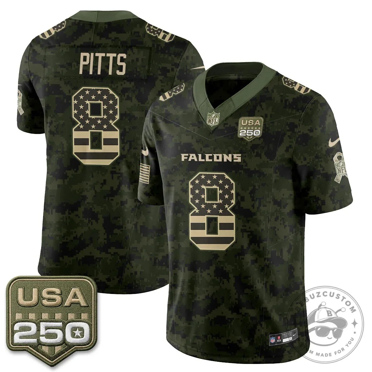 Atlanta Falcons Bijan Robinson Salute to Service USA 250 NFL Football Jersey 62 Atlanta Falcons Bijan Robinson Salute to Service USA 250 NFL Football Jersey