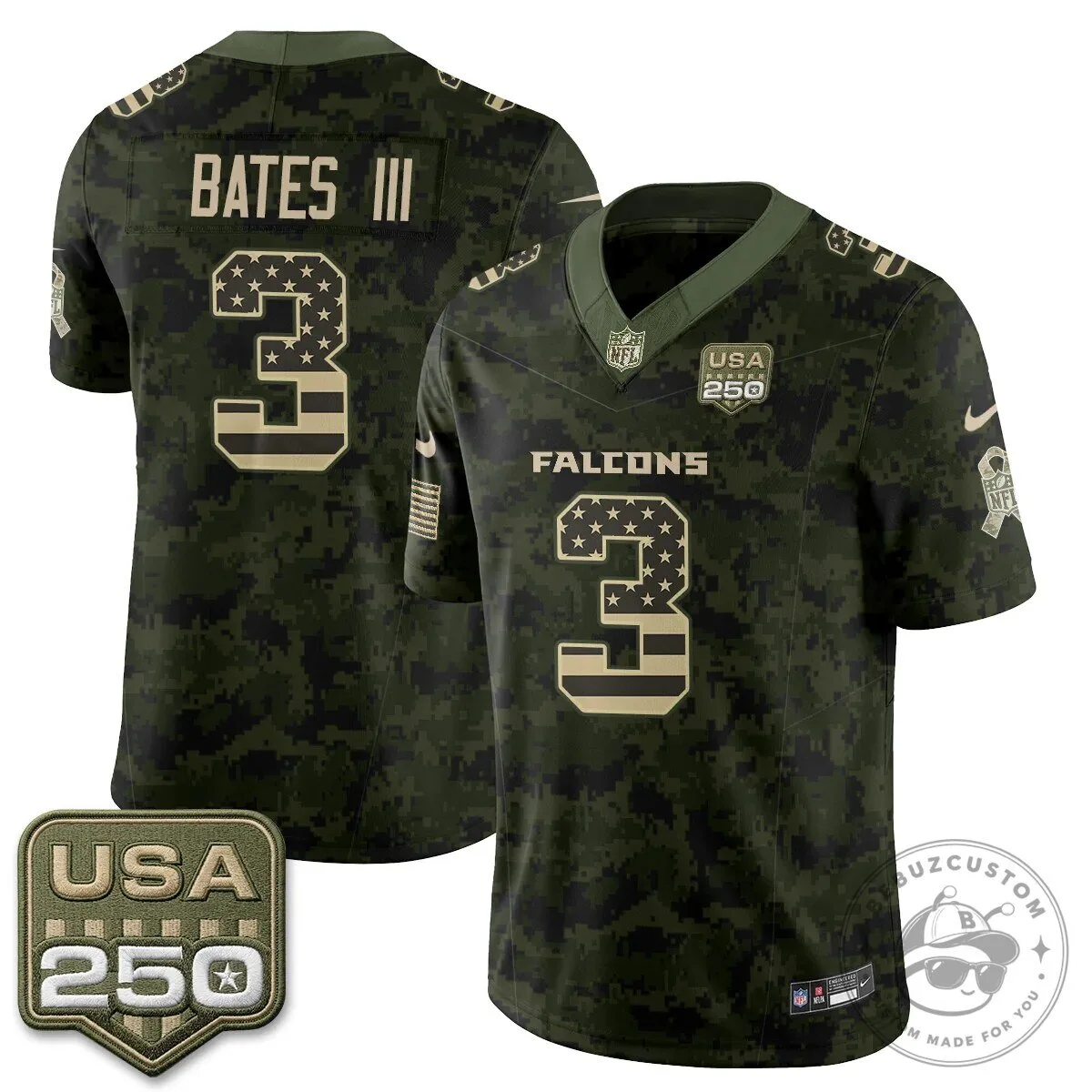 Atlanta Falcons Bijan Robinson Salute to Service USA 250 NFL Football Jersey 63 Atlanta Falcons Bijan Robinson Salute to Service USA 250 NFL Football Jersey