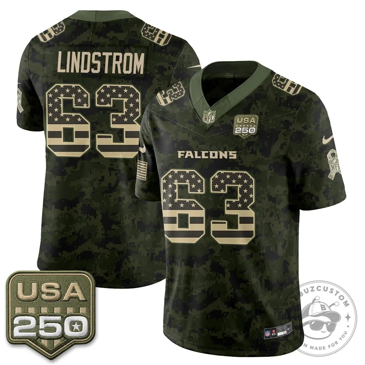 Atlanta Falcons Bijan Robinson Salute to Service USA 250 NFL Football Jersey 64 Atlanta Falcons Bijan Robinson Salute to Service USA 250 NFL Football Jersey
