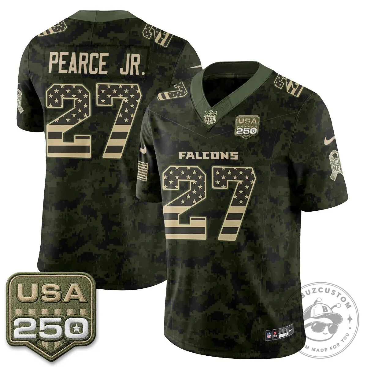 Atlanta Falcons Bijan Robinson Salute to Service USA 250 NFL Football Jersey 66 Atlanta Falcons Bijan Robinson Salute to Service USA 250 NFL Football Jersey