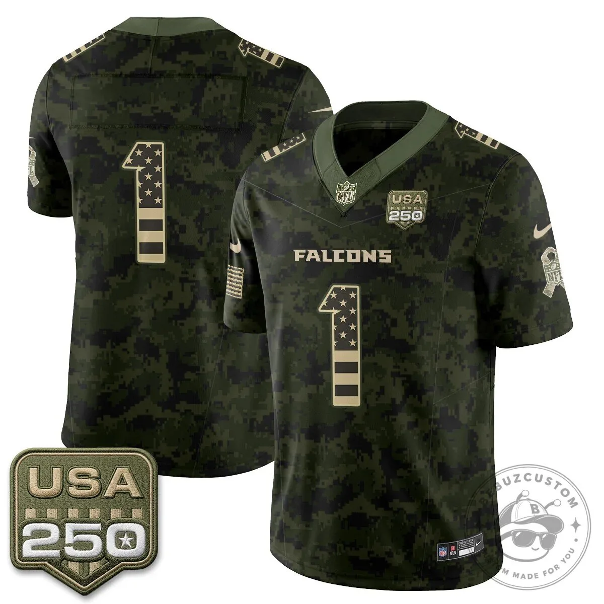 Atlanta Falcons Bijan Robinson Salute to Service USA 250 NFL Football Jersey 68 Atlanta Falcons Bijan Robinson Salute to Service USA 250 NFL Football Jersey