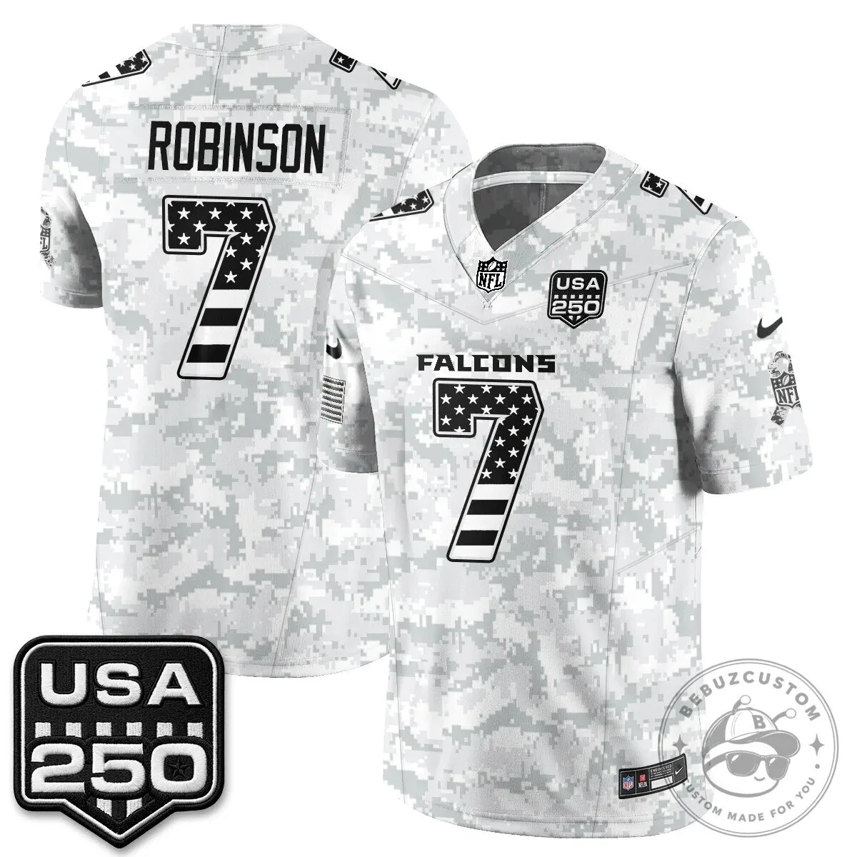 Atlanta Falcons Bijan Robinson Salute to Service USA 250 NFL Football Jersey 70 Atlanta Falcons Bijan Robinson Salute to Service USA 250 NFL Football Jersey