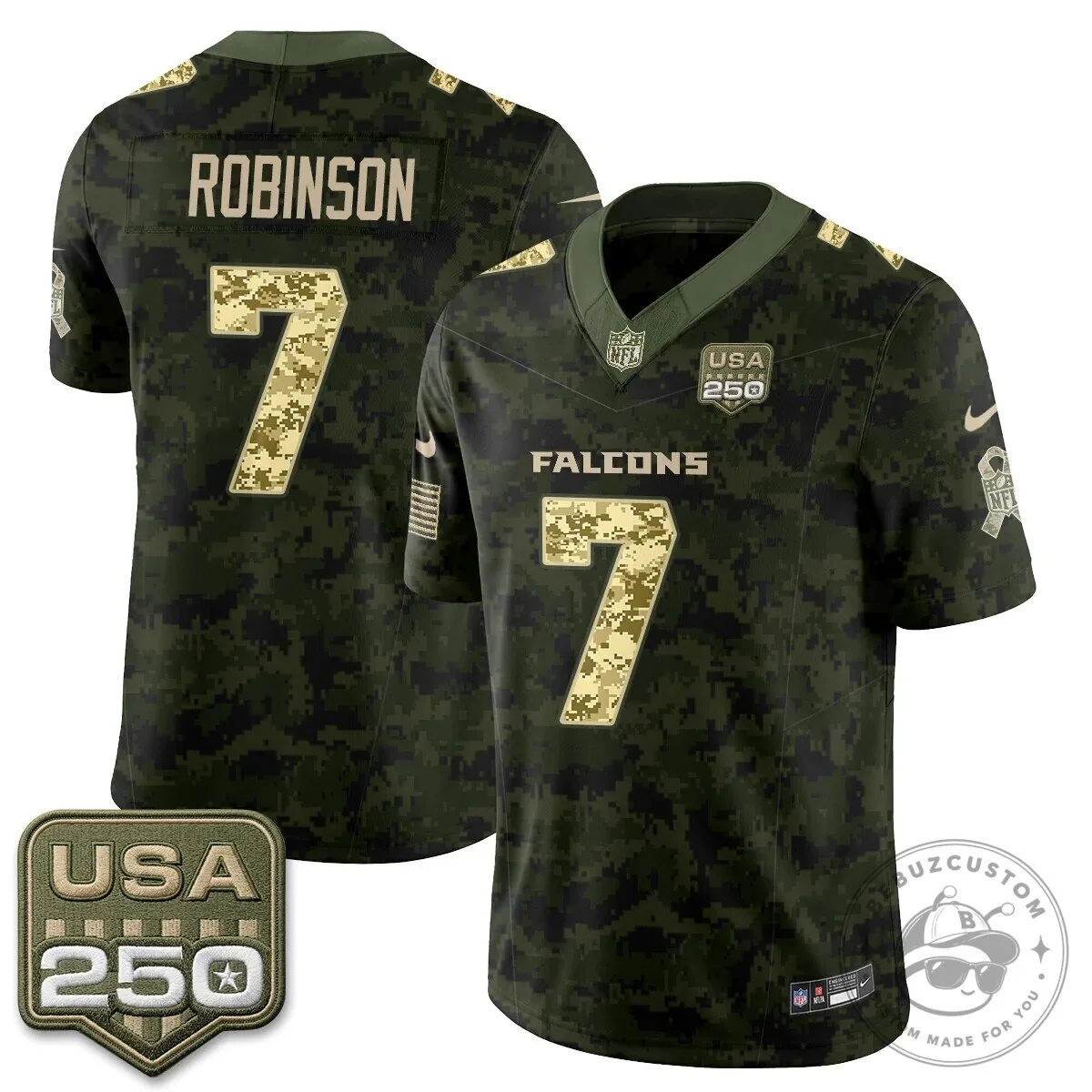 Atlanta Falcons Bijan Robinson Salute to Service USA 250 NFL Football Jersey 81 Atlanta Falcons Bijan Robinson Salute to Service USA 250 NFL Football Jersey
