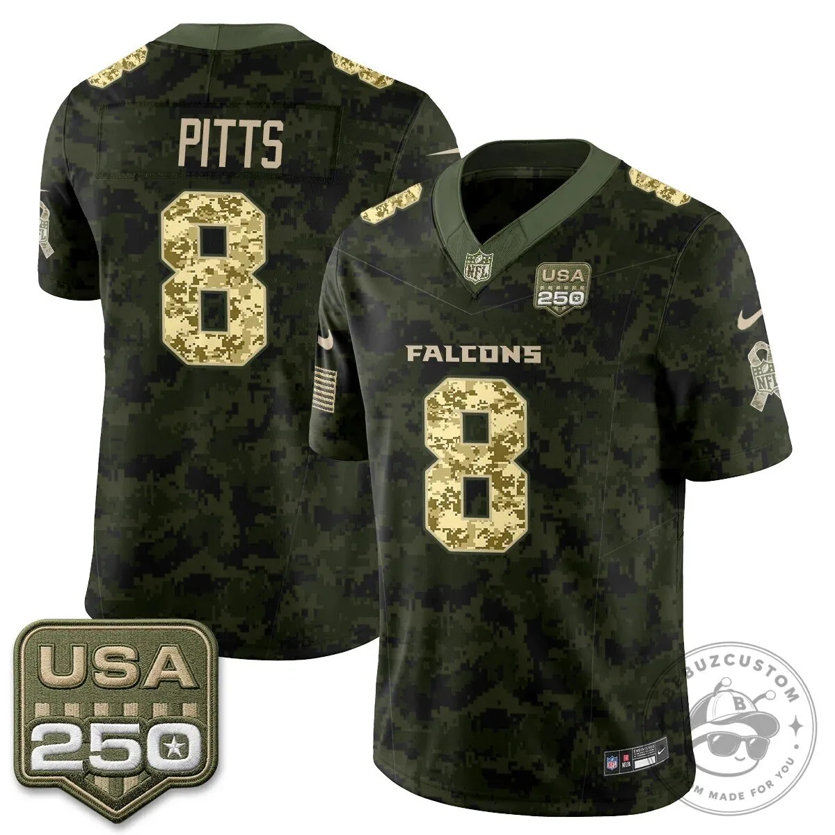 Atlanta Falcons Bijan Robinson Salute to Service USA 250 NFL Football Jersey 84 Atlanta Falcons Bijan Robinson Salute to Service USA 250 NFL Football Jersey