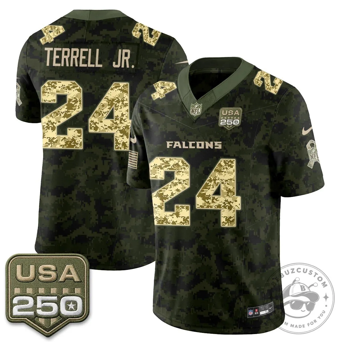Atlanta Falcons Bijan Robinson Salute to Service USA 250 NFL Football Jersey 87 Atlanta Falcons Bijan Robinson Salute to Service USA 250 NFL Football Jersey