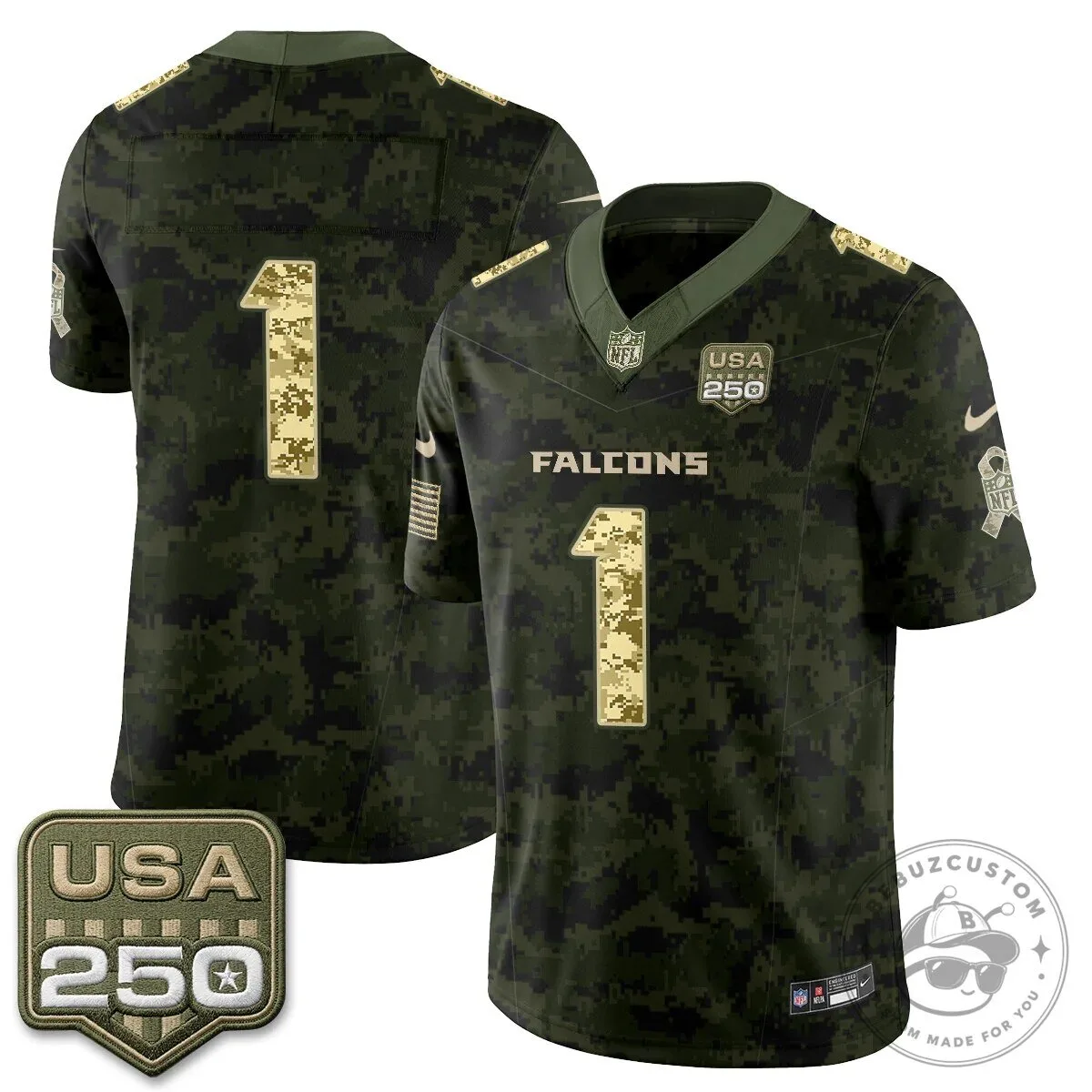 Atlanta Falcons Bijan Robinson Salute to Service USA 250 NFL Football Jersey 90 Atlanta Falcons Bijan Robinson Salute to Service USA 250 NFL Football Jersey