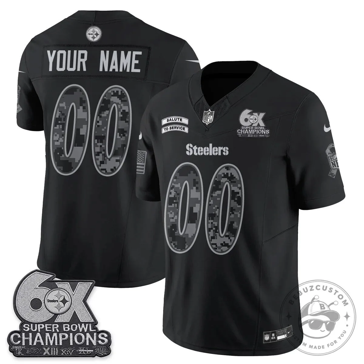 Pittsburgh Steelers Salute to Service Edition Super Bowl Champions Football Jersey