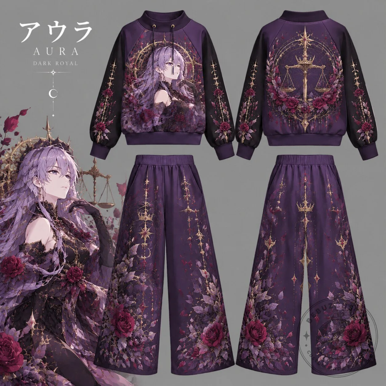 Frieren Aura Dark Royal Anime Character Hoodie and Pants Set