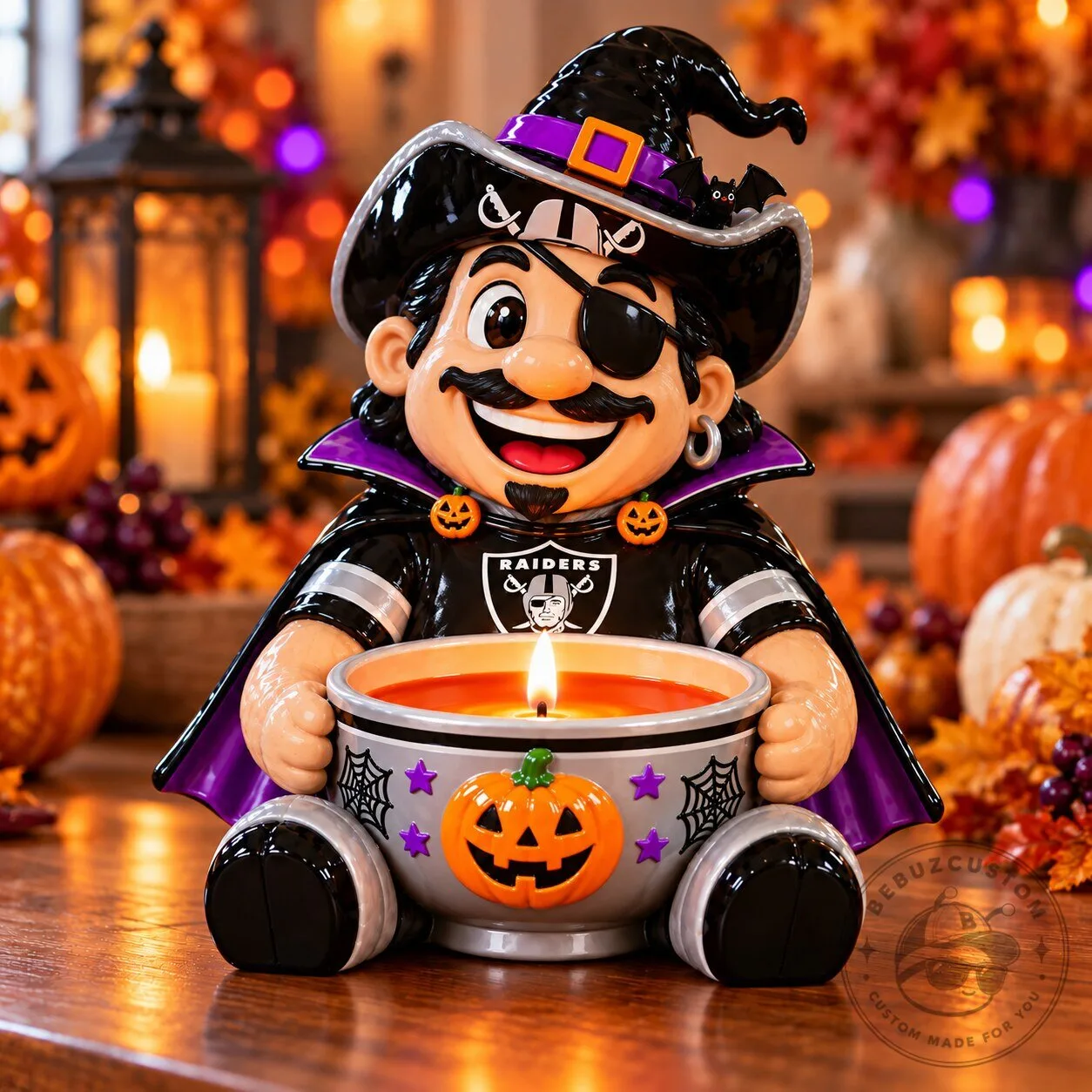 Las Vegas Raiders Halloween Pirate Mascot Candle Holder