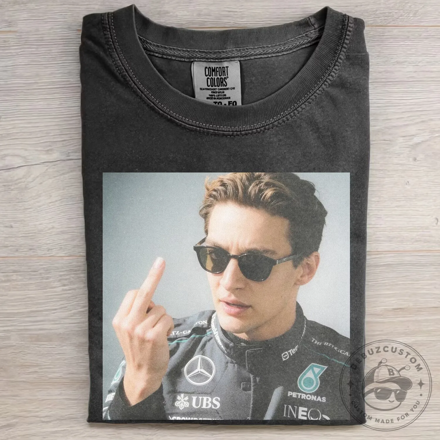 Formula 1 Racing Driver T-Shirt featuring George Russell Funny Meme
