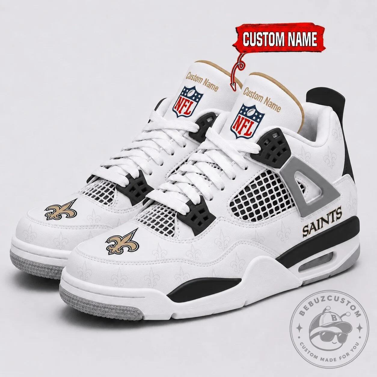 New Orleans Saints Personalized National Football League Team Shoes