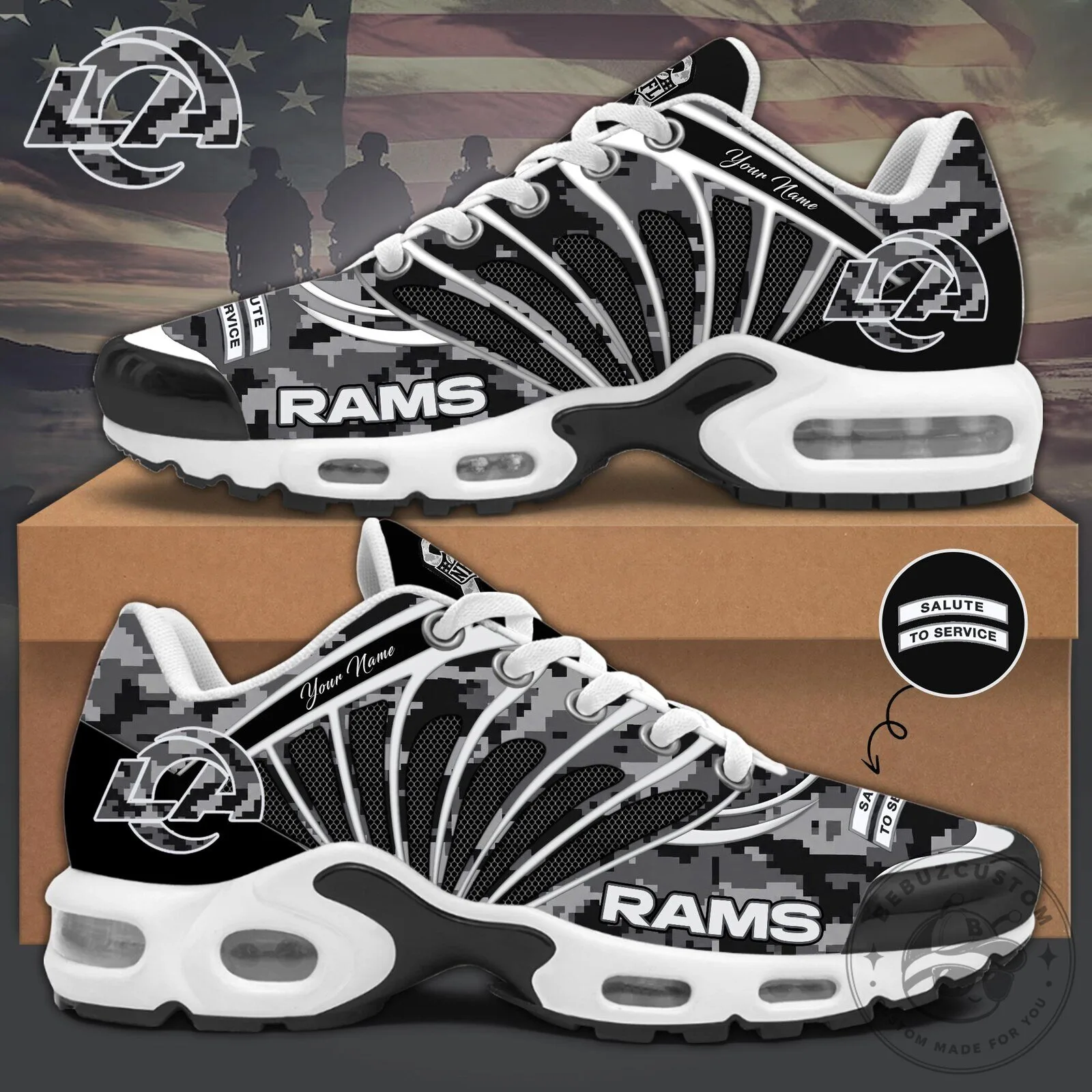 Los Angeles Rams Salute To Service Custom Name Sneakers