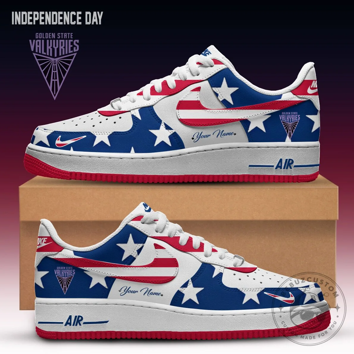 ,Golden State Valkyries WNBA x Independence Day Edition Nike Air Force 1 Low Custom For Fans