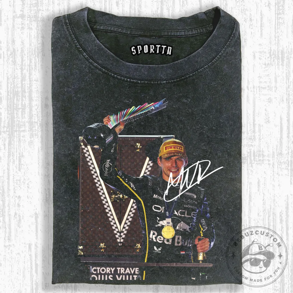 Max Verstappen Formula 1 Racing Champion Graphic Washed T-Shirt
