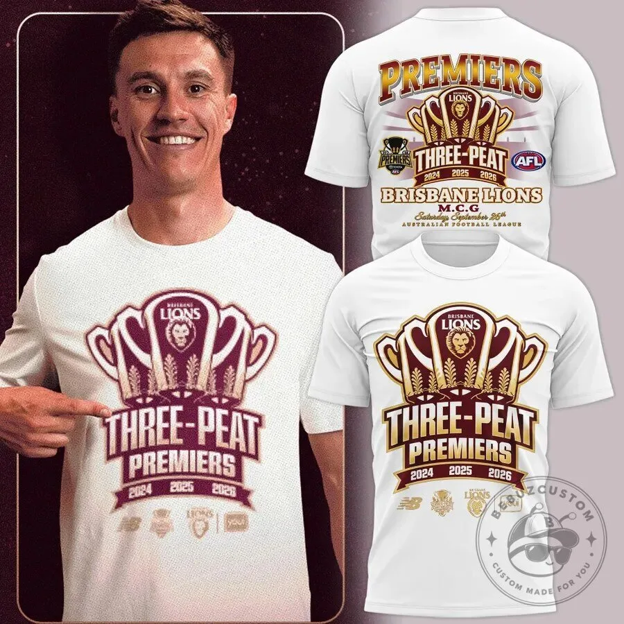 2024 2025 2026 Brisbane Lions AFL Three-Peat Champions T-Shirt