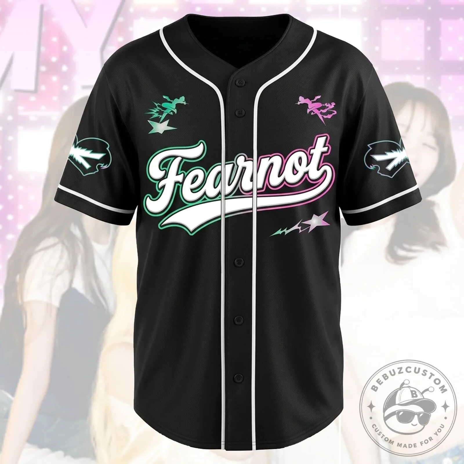 Le Sserafim FEARNOT Made My Night Black Baseball Jersey