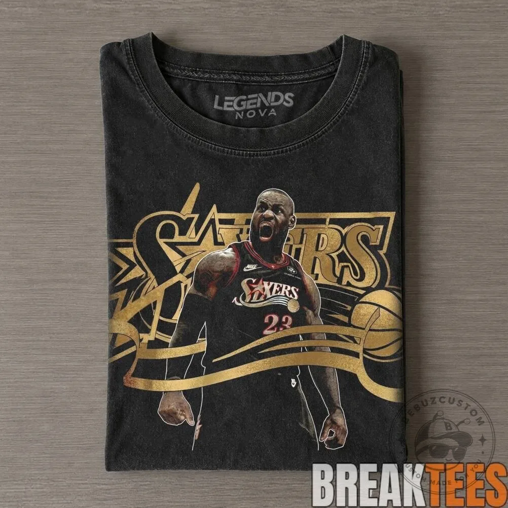 LeBron James Philadelphia 76ers Basketball Legend Vintage Style T-Shirt