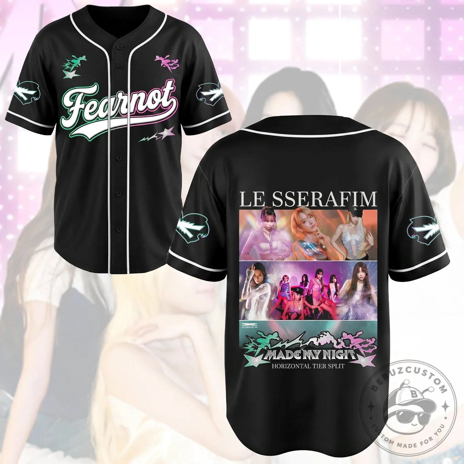 Le Sserafim FEARNOT Made My Night K-Pop Baseball Jersey for Fans