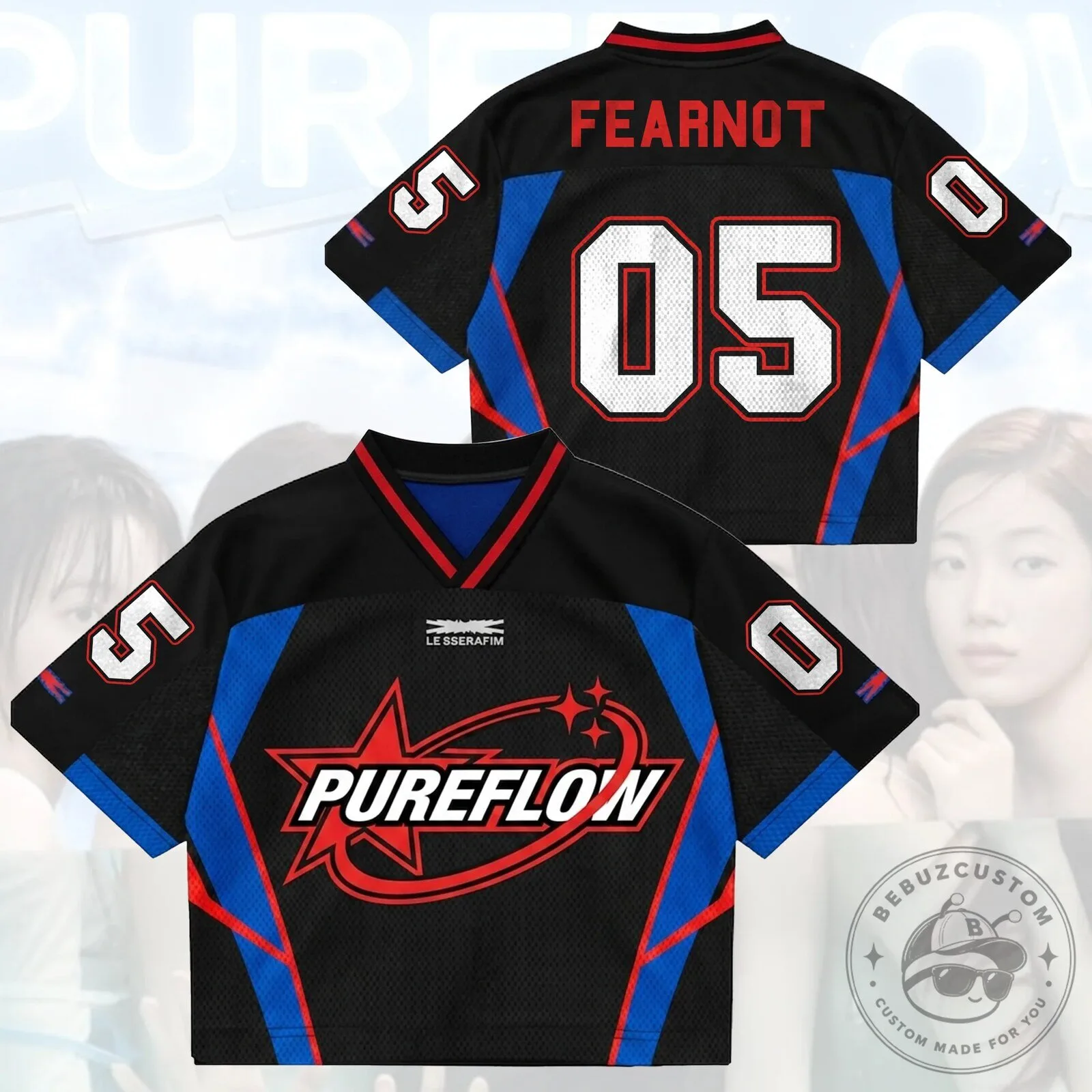 Le Sserafim FEARNOT PureFlow K-Pop Band Cropped Jersey for Women
