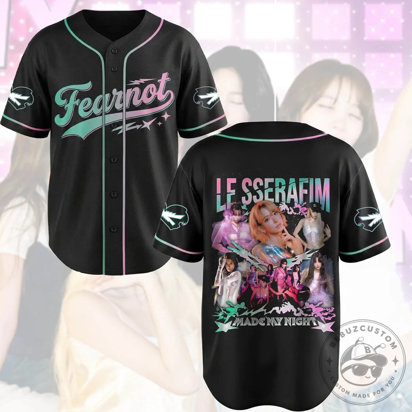 KPOP Baseball Jersey for Fans - Le Sserafim's FEARNOT Made My Night