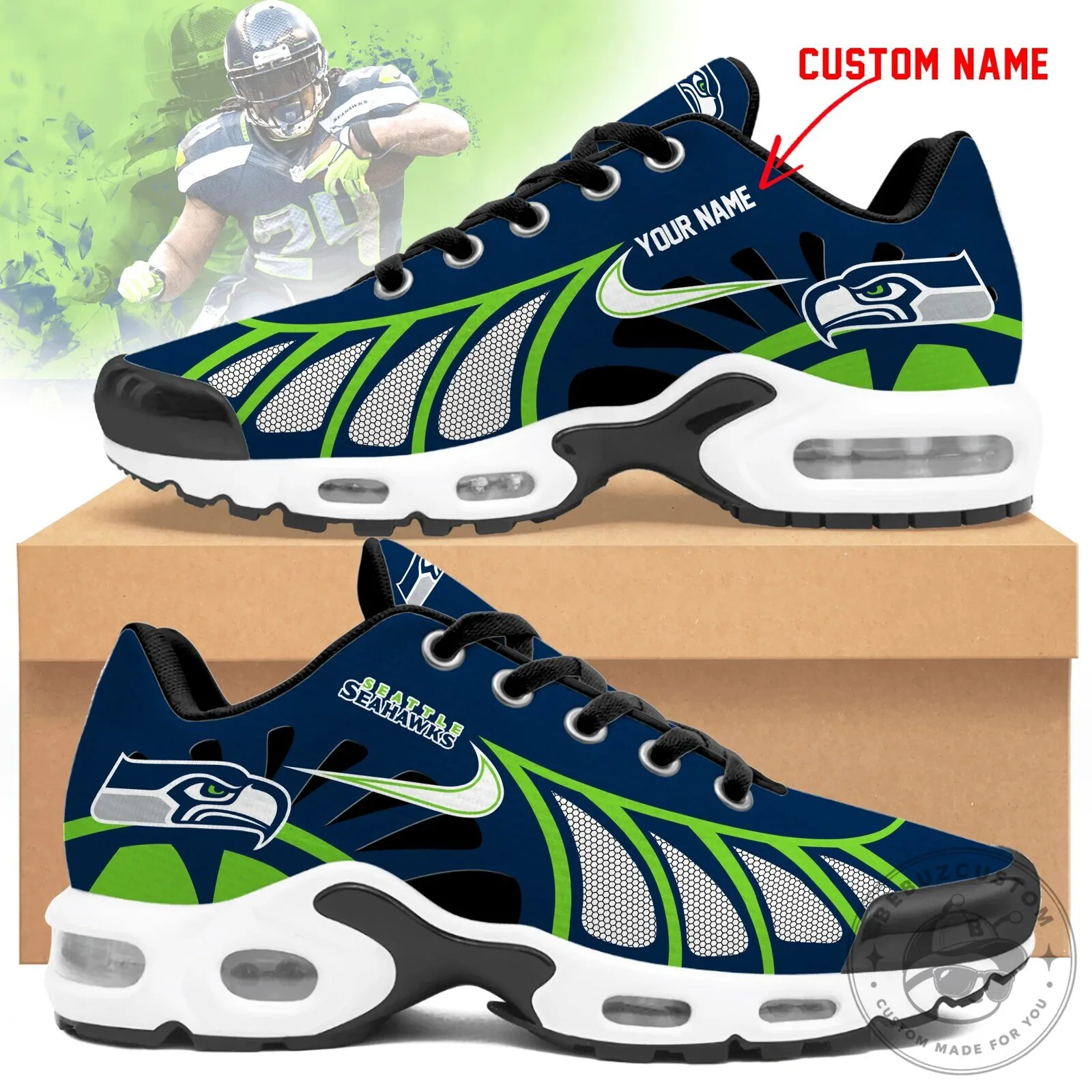 Seattle Seahawks Personalized Air Max Running Shoes