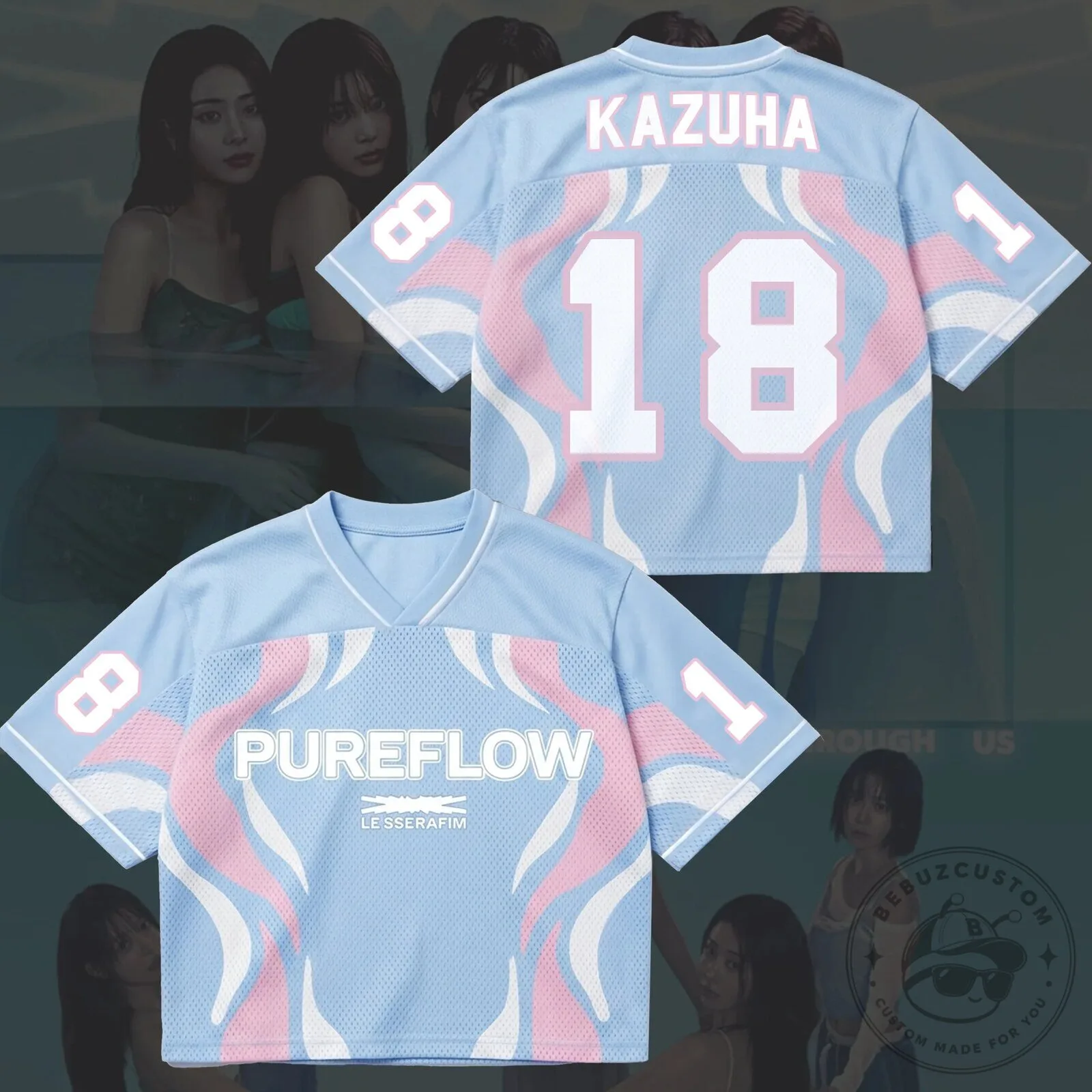 Le Sserafim Pureflow World Tour Fearnot Pastel Blue Fan Edition Jersey