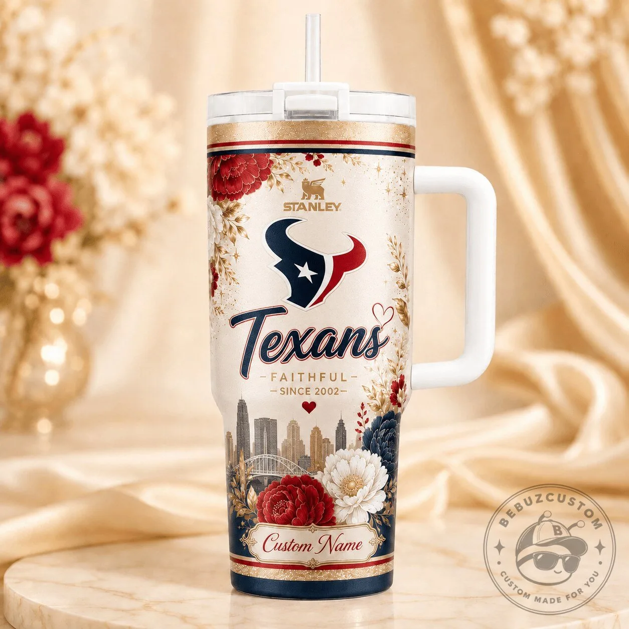 Houston Texans Football Team Stanley Tumbler with Handle and Straw