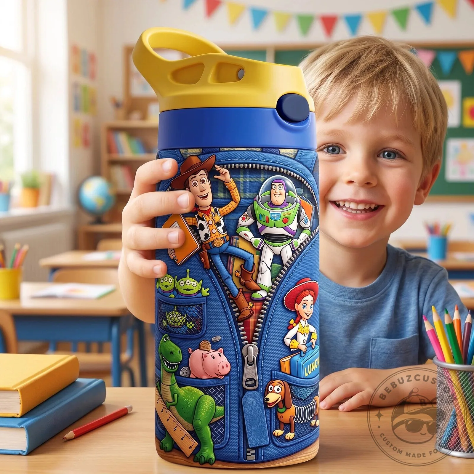 Toy Story Woody Buzz Lightyear Rex Slinky Kids Water Bottle
