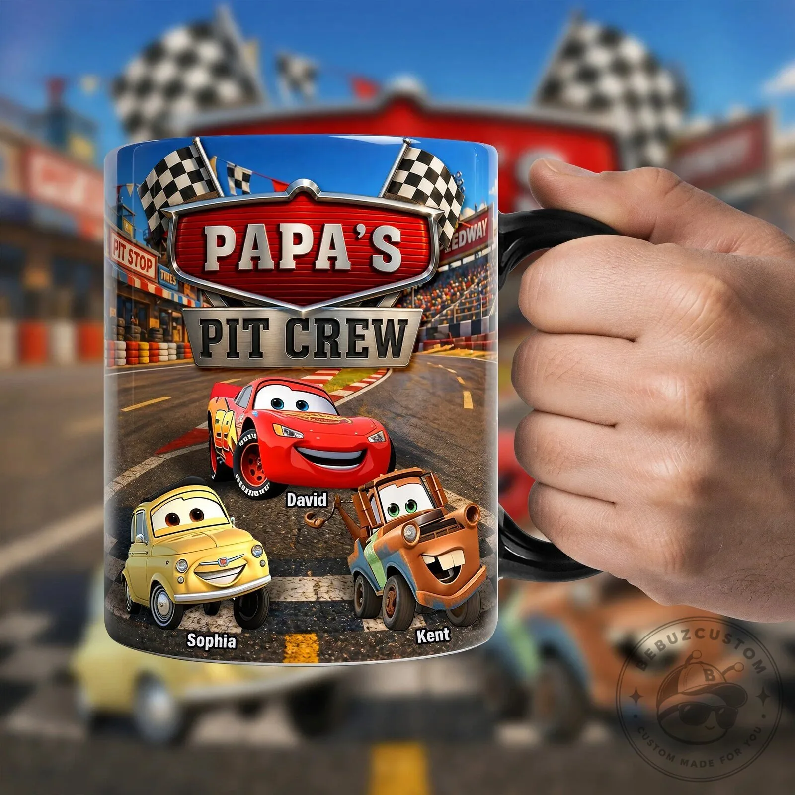 Disney Pixar Cars Papa's Pit Crew Personalized Coffee Mug 8 Disney Pixar Cars Papa